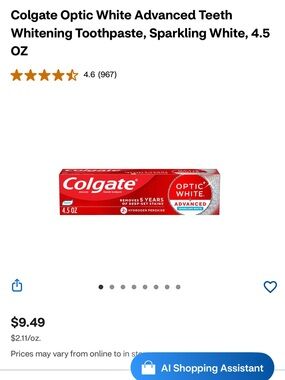 Colgate Optic White Stain Fighter Toothpaste - includes all 4